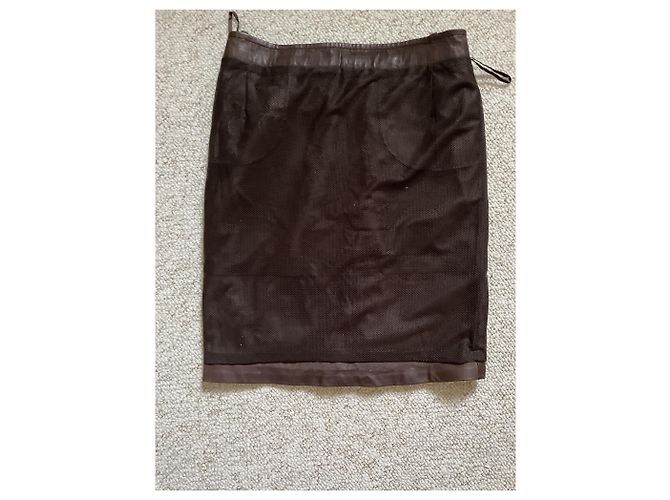 Christian Dior Falda de cuero marrón Dior Marrón oscuro - vista 10