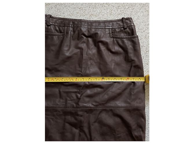 Christian Dior Falda de cuero marrón Dior Marrón oscuro - vista 11