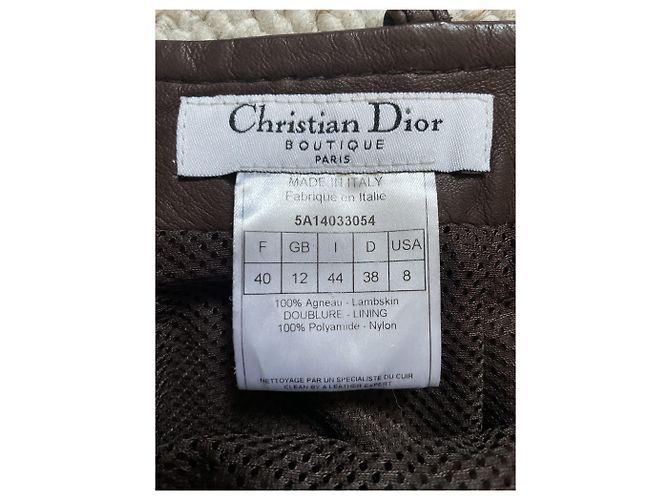 Christian Dior Falda de cuero marrón Dior Marrón oscuro - vista 12