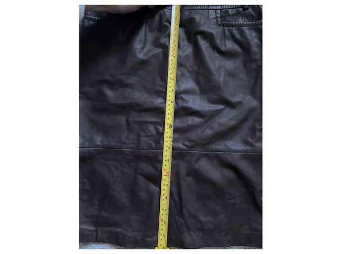 Christian Dior Falda de cuero marrón Dior Marrón oscuro - vista 6