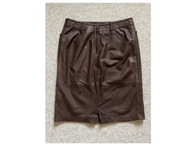 Christian Dior Falda de cuero marrón Dior Marrón oscuro - vista 7