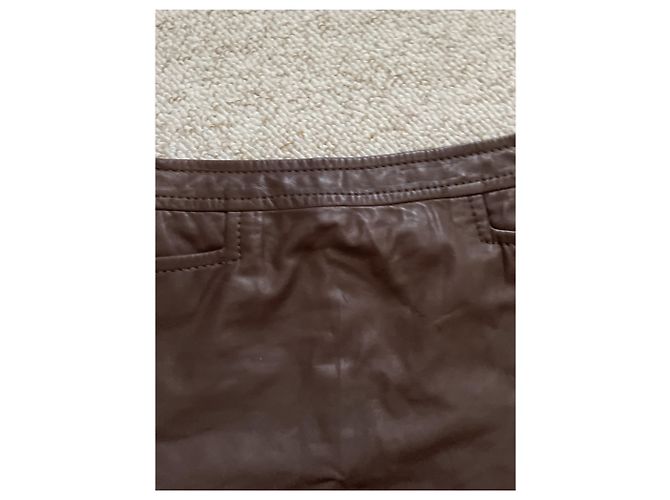 Christian Dior Falda de cuero marrón Dior Marrón oscuro - vista 9