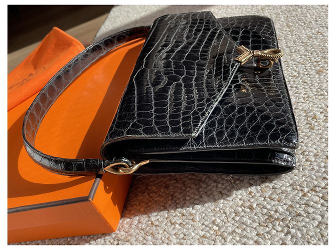 Borsa Hermès, coccodrillo, Modello Cordeliere / CORDEAU Nero - vista 13