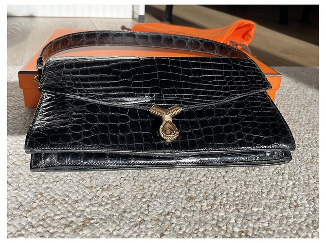 Borsa Hermès, coccodrillo, Modello Cordeliere / CORDEAU Nero - vista 14
