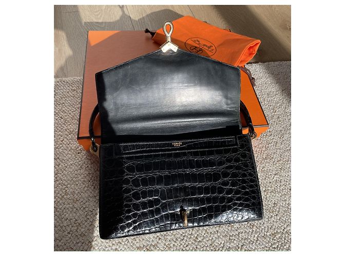 Borsa Hermès, coccodrillo, Modello Cordeliere / CORDEAU Nero - vista 7