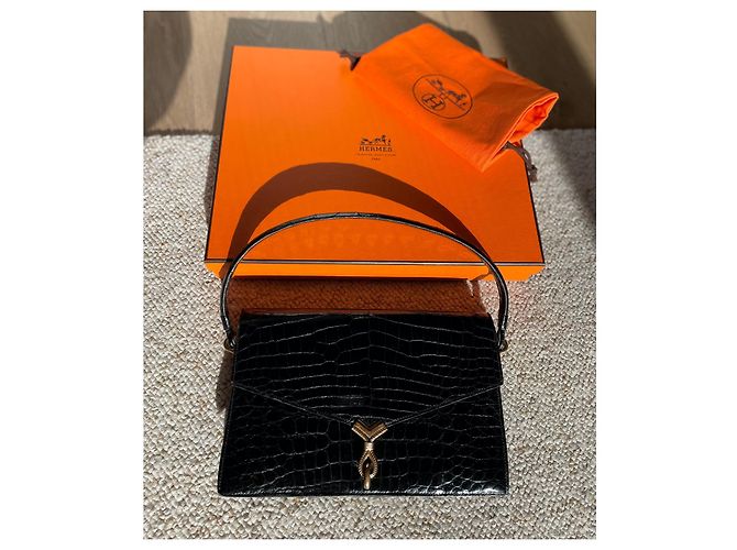 Borsa Hermès, coccodrillo, Modello Cordeliere / CORDEAU Nero - vista 8