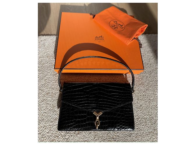 Borsa Hermès, coccodrillo, Modello Cordeliere / CORDEAU Nero - vista 9