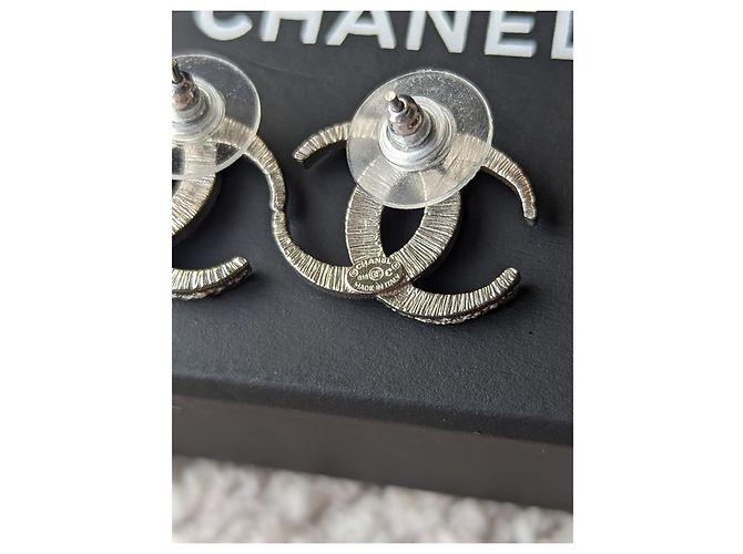 Chanel CC B15Scatola per orecchini C Logo Dubai Moon Crystal SHW RARO Argento - vista 10