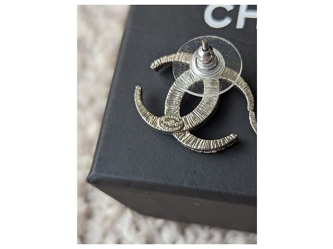Chanel CC B15Scatola per orecchini C Logo Dubai Moon Crystal SHW RARO Argento - vista 13