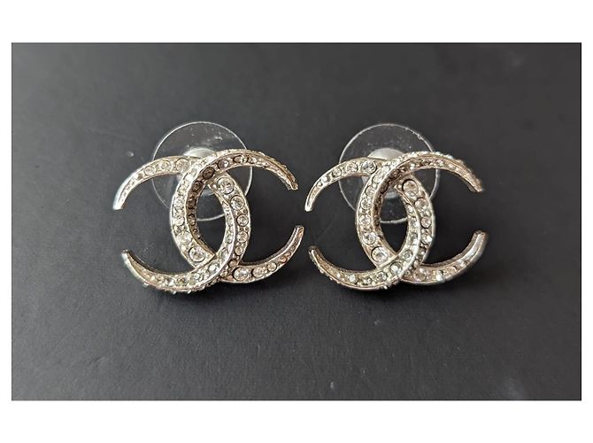 Chanel CC B15Scatola per orecchini C Logo Dubai Moon Crystal SHW RARO Argento - vista 9