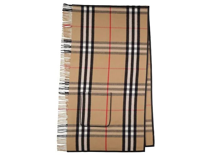 Burberry Capa xadrez de lã e caxemira com capuz em bege arquivo Camelo - vista 6