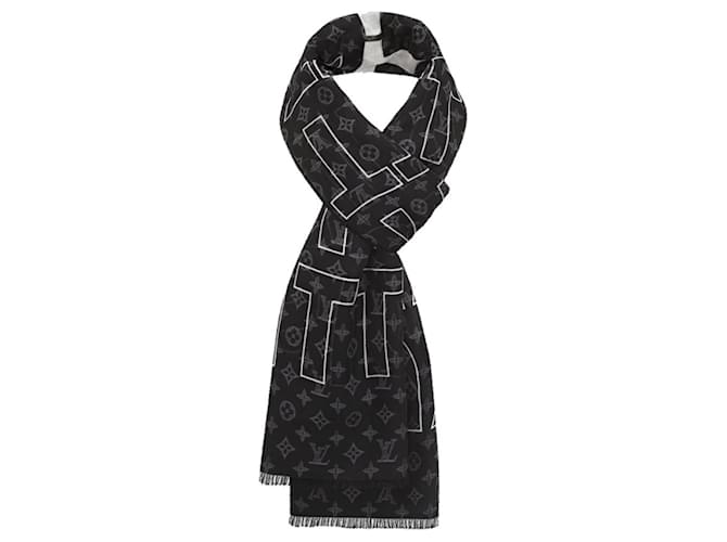 Sciarpa Louis Vuitton List nera in cashmere e seta Nero - vista 2