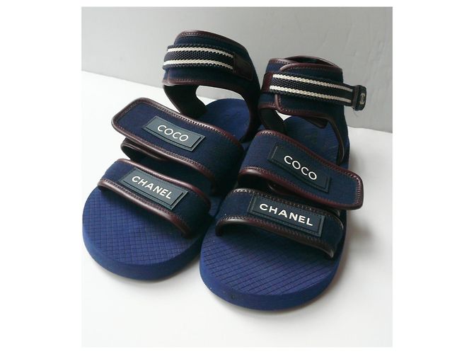 CHANEL Sandalo Papà MEN T44 Coco Chanel Blu - vista 2