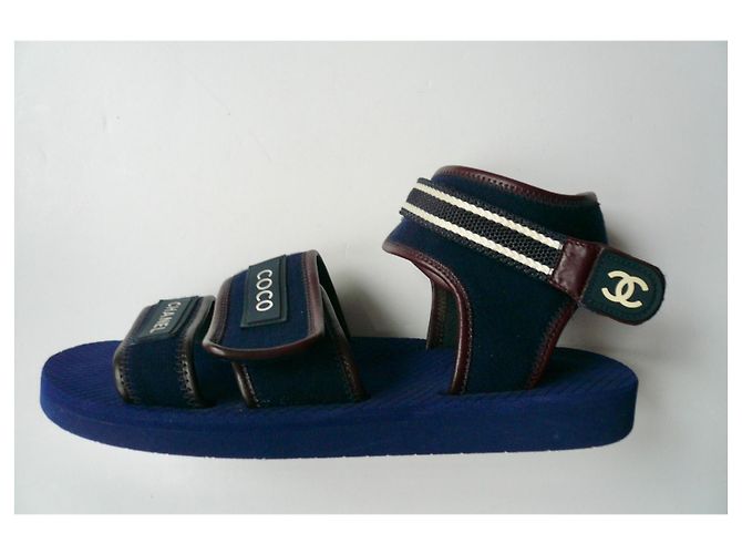 CHANEL Sandalo Papà MEN T44 Coco Chanel Blu - vista 3