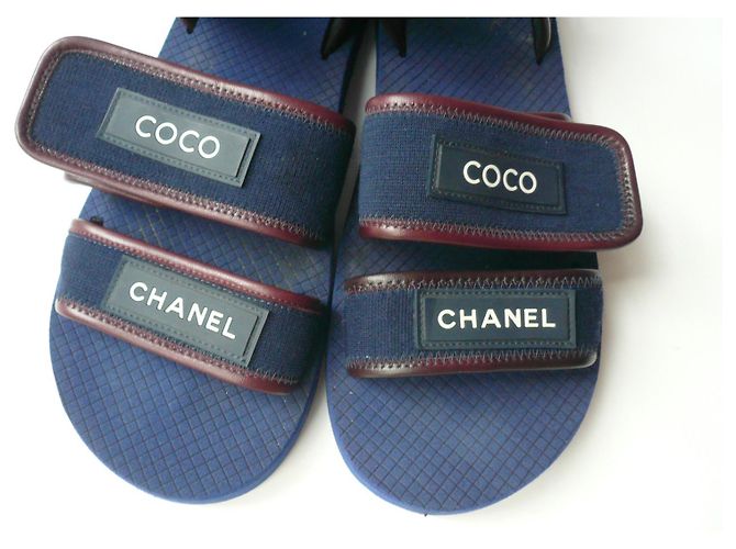 CHANEL Sandalo Papà MEN T44 Coco Chanel Blu - vista 4