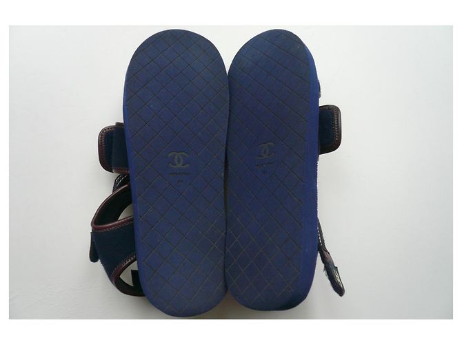 CHANEL Sandalo Papà MEN T44 Coco Chanel Blu - vista 7