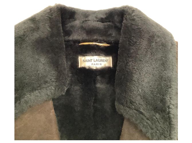 Saint Laurent Brown Shearling Moto Jacket - view 4
