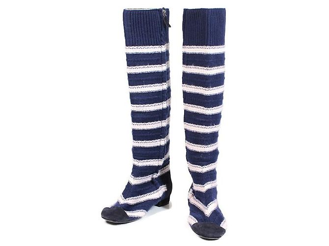 Chanel Stivali Bianco Blu navy - vista 2