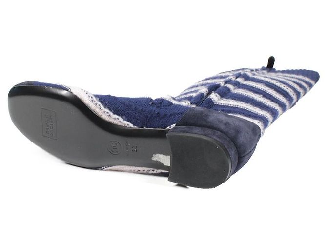 Chanel Stivali Bianco Blu navy - vista 5