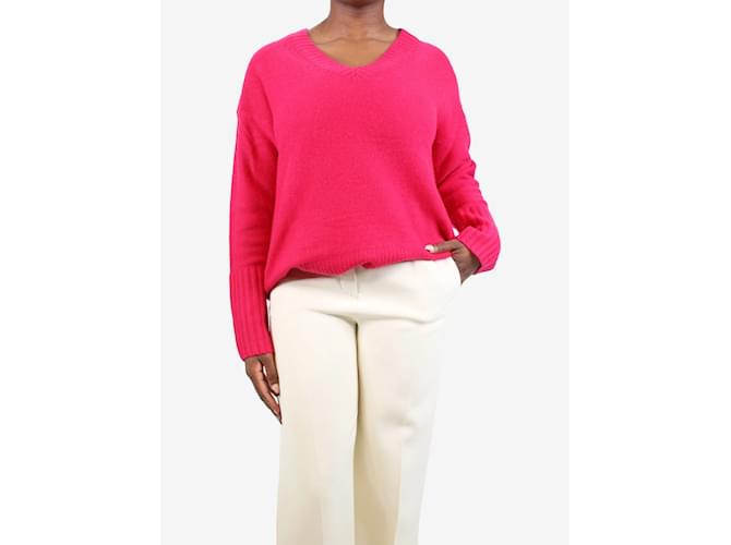 360 Cashmere Rosafarbener Kaschmirpullover mit V-Ausschnitt – Größe M Pink - Ansicht 3