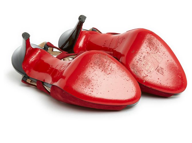 Christian Louboutin Vernice nera e camoscio rosso EU37.5 Nero - vista 5