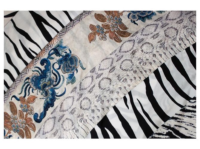 Autre Marque Pierre-Louis Mascia, sciarpa con stampa zebrata e floreale Nero Blu - vista 3