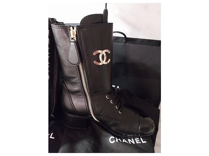 Stivaletti Chanel in pelle nera Nero - vista 10