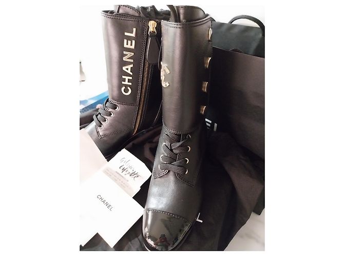 Stivaletti Chanel in pelle nera Nero - vista 11