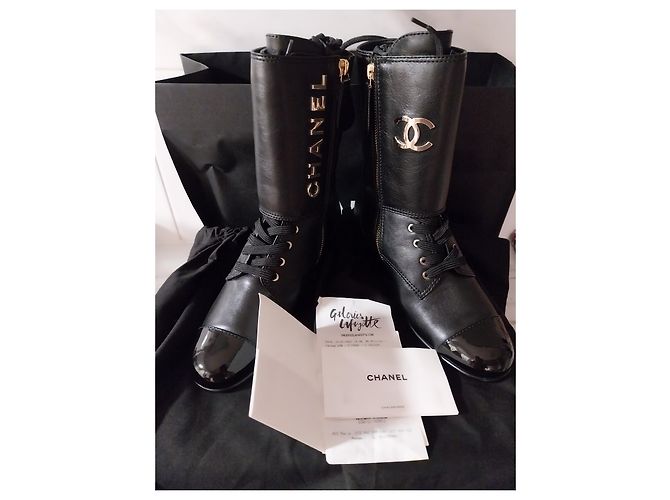 Stivaletti Chanel in pelle nera Nero - vista 12