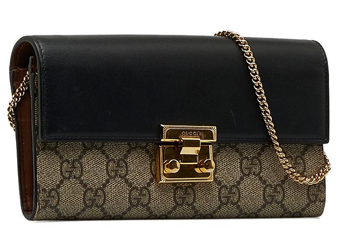 Padlock Cartera Gucci Marrón GG Supreme Candado Con Cadena - vista 2