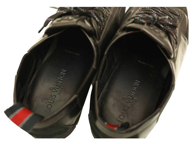 Louis Vuitton Scarpe da ginnastica da uomo in pelle nera e pelle scamosciata, scarpe da ginnastica stringate 8 Nero - vista 10