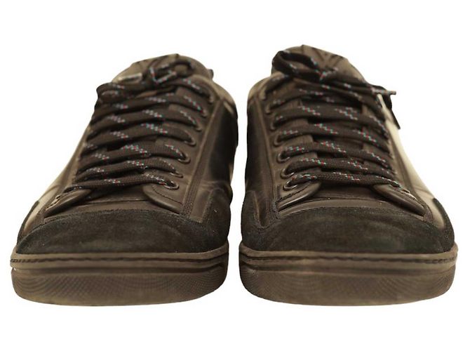 Louis Vuitton Scarpe da ginnastica da uomo in pelle nera e pelle scamosciata, scarpe da ginnastica stringate 8 Nero - vista 2