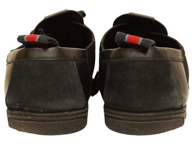 Louis Vuitton Scarpe da ginnastica da uomo in pelle nera e pelle scamosciata, scarpe da ginnastica stringate 8 Nero - vista 3