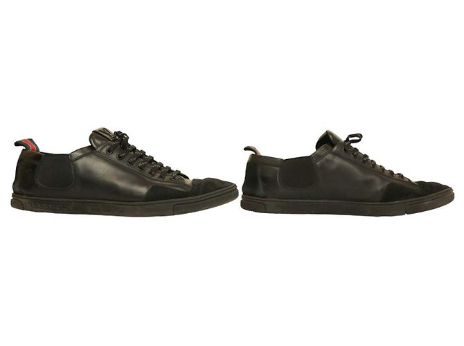 Louis Vuitton Scarpe da ginnastica da uomo in pelle nera e pelle scamosciata, scarpe da ginnastica stringate 8 Nero - vista 4