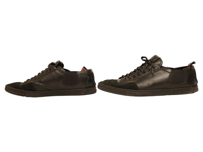 Louis Vuitton Scarpe da ginnastica da uomo in pelle nera e pelle scamosciata, scarpe da ginnastica stringate 8 Nero - vista 5