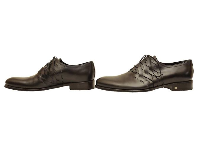 Louis Vuitton Scarpe eleganti stringate stringate da uomo in pelle nera con lati intrecciati 8 Nero - vista 5