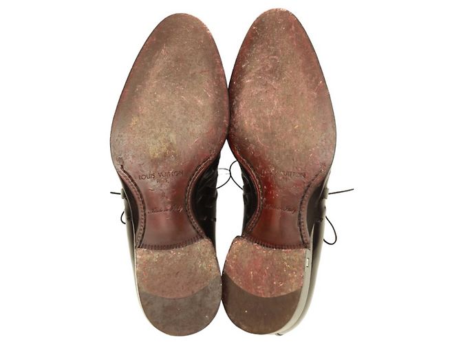 Louis Vuitton Scarpe eleganti stringate stringate da uomo in pelle nera con lati intrecciati 8 Nero - vista 7