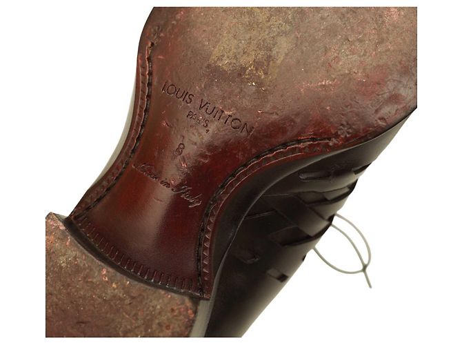 Louis Vuitton Scarpe eleganti stringate stringate da uomo in pelle nera con lati intrecciati 8 Nero - vista 8