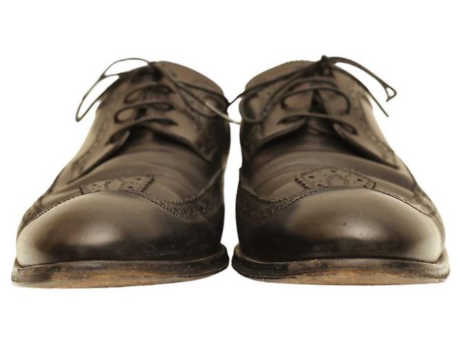 Sapatos masculinos Louis Vuitton de couro preto Brogues Oxfords com cadarço 8 - vista 2