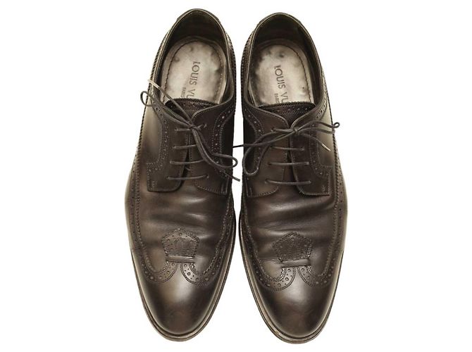 Sapatos masculinos Louis Vuitton de couro preto Brogues Oxfords com cadarço 8 - vista 6