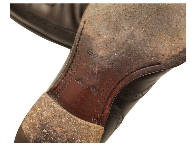 Sapatos masculinos Louis Vuitton de couro preto Brogues Oxfords com cadarço 8 - vista 8