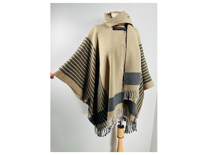 Patrizia Pepe Abrigo de Punto Estilo Poncho Lana Multicolor - vista 2
