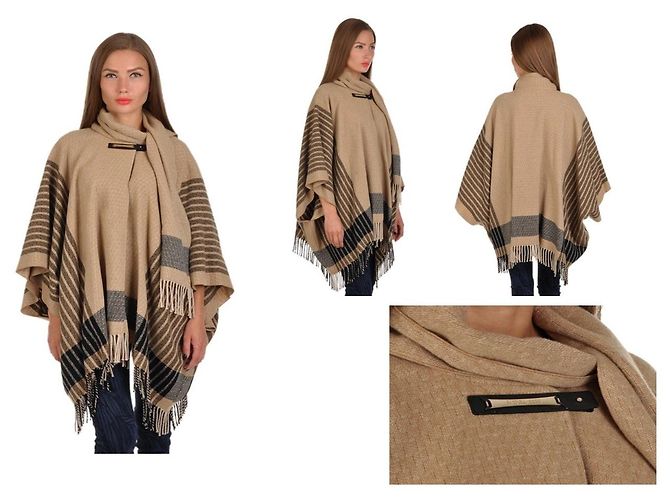 Patrizia Pepe Abrigo de Punto Estilo Poncho Lana Multicolor - vista 9