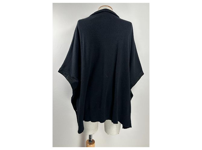 Autre Marque Repeat Luxury Poncho Strickjacke Schwarz Kaschmir Wolle - Ansicht 4