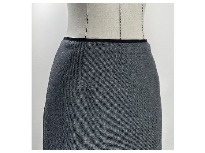 Autre Marque Falda midi Margaret Howell de lana y lino gris - vista 2