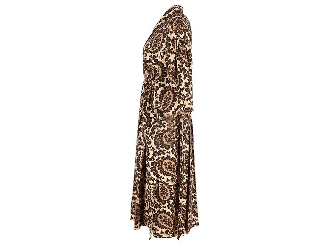 Abito midi con scollo a V con stampa leopardata Fendi in poliestere marrone - vista 2