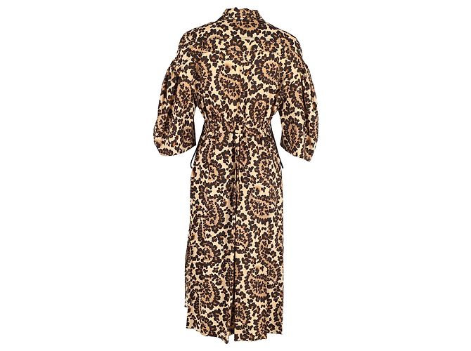 Abito midi con scollo a V con stampa leopardata Fendi in poliestere marrone - vista 3