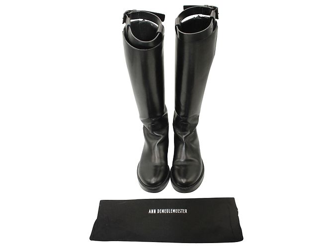 Ann Demeulemeester Bottes Cavalières Stan en Cuir Noir - vue 2