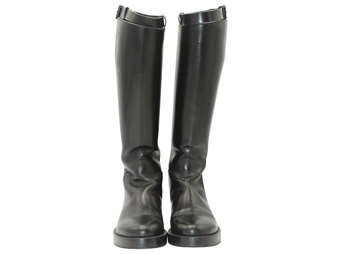 Ann Demeulemeester Bottes Cavalières Stan en Cuir Noir - vue 3