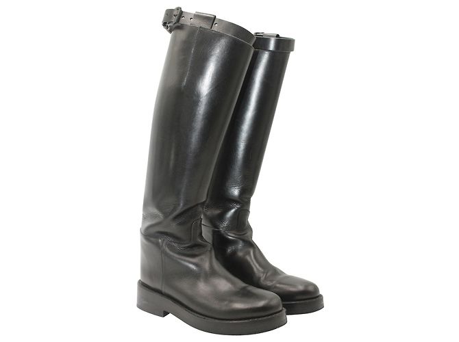 Ann Demeulemeester Bottes Cavalières Stan en Cuir Noir - vue 4